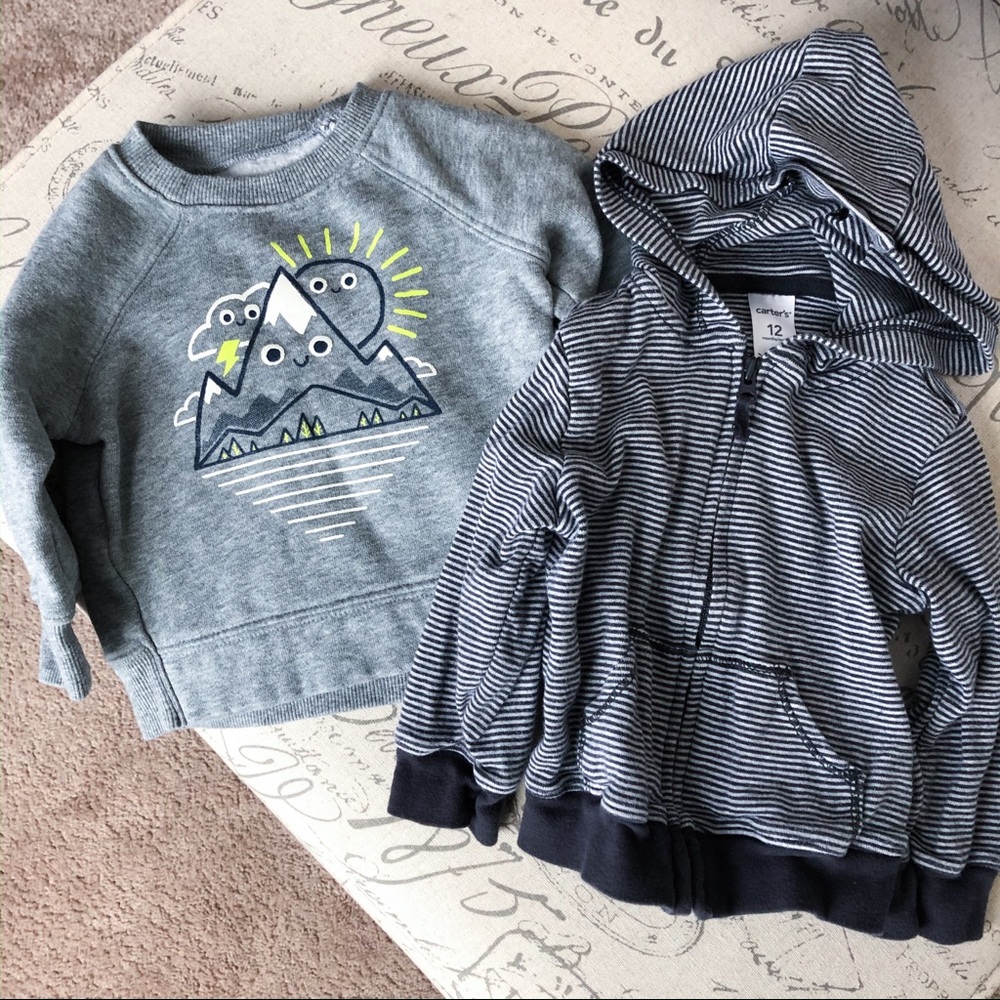 Boys 12 month Sweatshirt and Zip Up Hoodie bundle